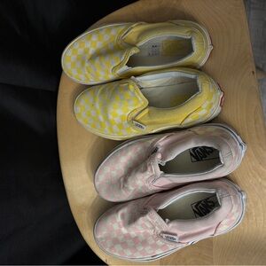 Vans Kids Slip-On Shoes (2)- Yellow and Pink Checkered